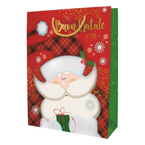 Shopper Natalizia Biembi Premium ''Babbo Natale'' - conf. 6 pezzi - 33x46x13,5 cm - BXS202P10D